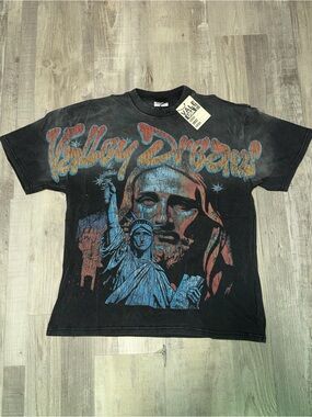 Valley Dreams Graphic Tee - Black with Blue & Rust Print